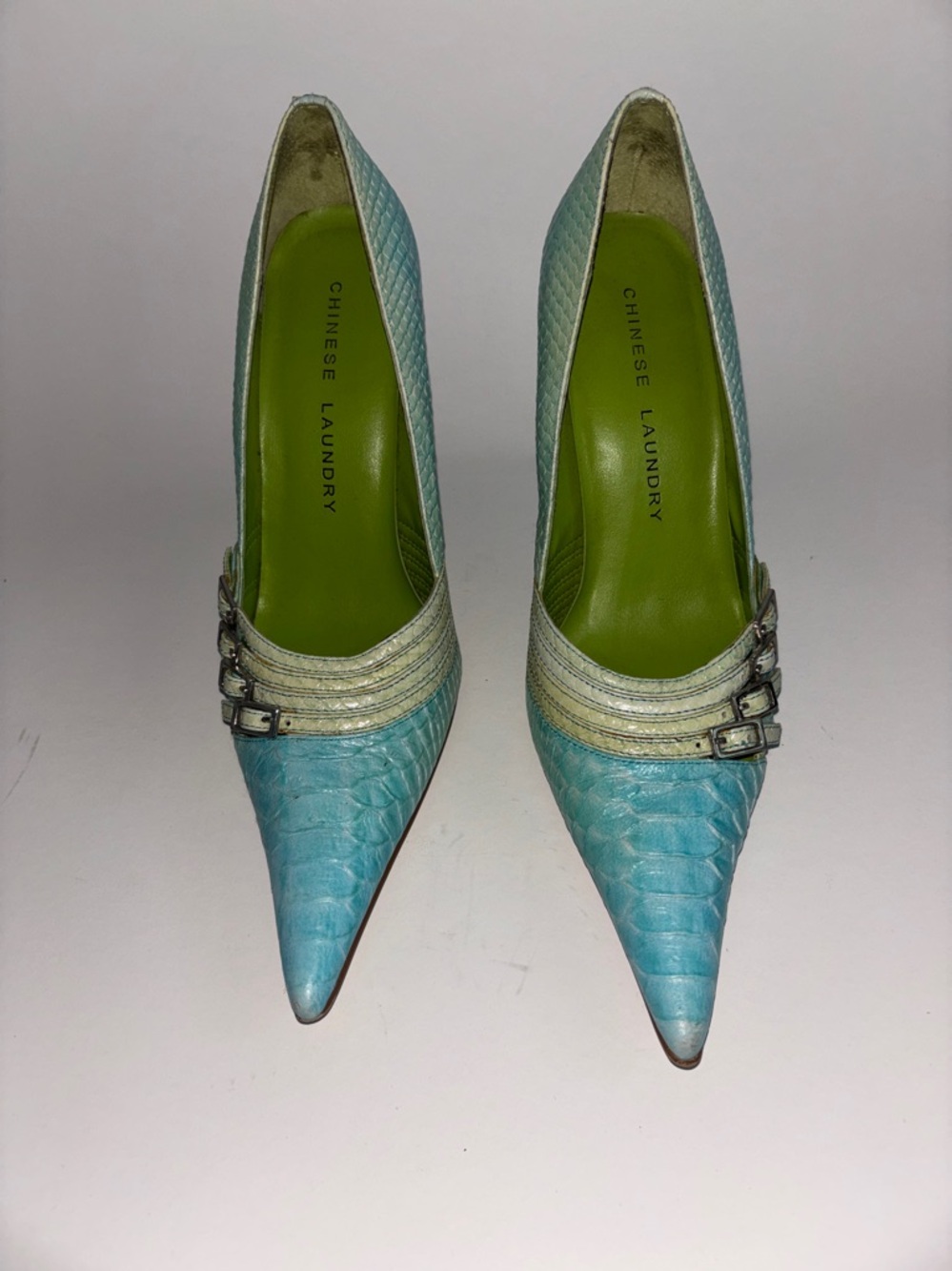 Aqua Snakeskin Leather Pumps 💚 CHINESE LAUNDRY